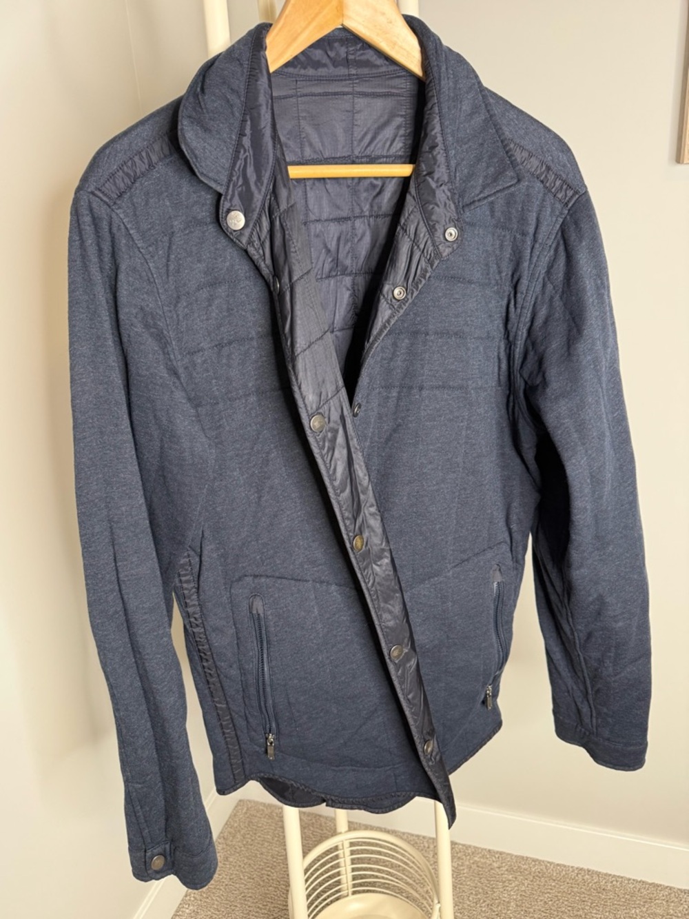 Zegna Sport reversable Men's Lightweight Quilted Shirt Jacket in Navy